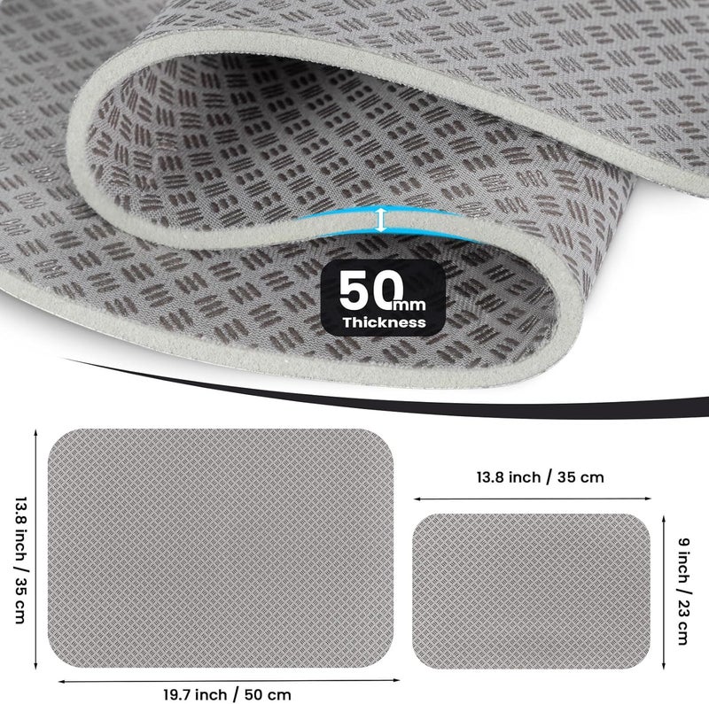 Udefineit Upgrade 2PCS Sewing Machine Mats Pedal Sewing Pads, Double-Sided Non Slip Pattern Sewing Machine Muffling Mats, Thicken Rubber Pads Reduce Vibrations & Movement, 20"x14" & 14"x9" - Gray - Image 3